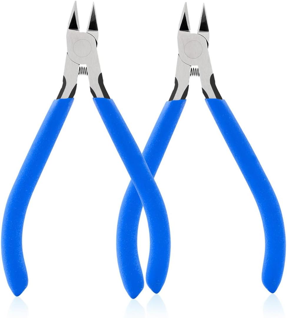 Wire Cutters, 5" Electronic Needle Flush Cutters, Ultra-Sharp Crafts Diagonal Cutters Pliers, Wire Snips Side Cutters for Circuit Board, Plastic, Soft Copper Wire, Floral(2 Pack)