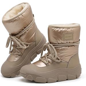 OKOMO Women's Winter Snow Boots – Waterproof, Insulated Ankle Booties with Warm Fur Lining for Outdoor Comfort 39