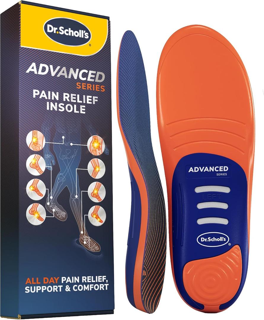 Dr. Scholls Advanced Pain Relief Insoles for Men Women, Heavy Duty Orthotics Inserts for Work Shoes & Boots, Plantar Fasciitis & Arch Support, Flat Feet, Shock-Absorbing, Supports up to 340 lbs (G) MEN 10.5-11 | WOMEN 11.5-12)