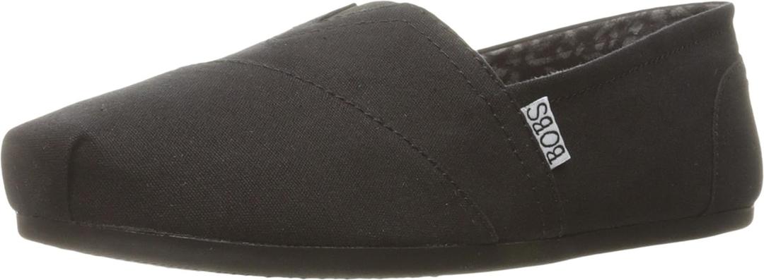 Skechers Women's Bobs Plush-Peace & Love Ballet Flat (7.5, Black)