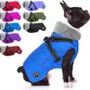 Doglay Dog Coat with Harness, Reflective Warm Dog Jacket Waterproof Puppy Winter Coat for Cold Weather, Adjustable Fleece Jacket for Small Medium Large Dogs (Blue)