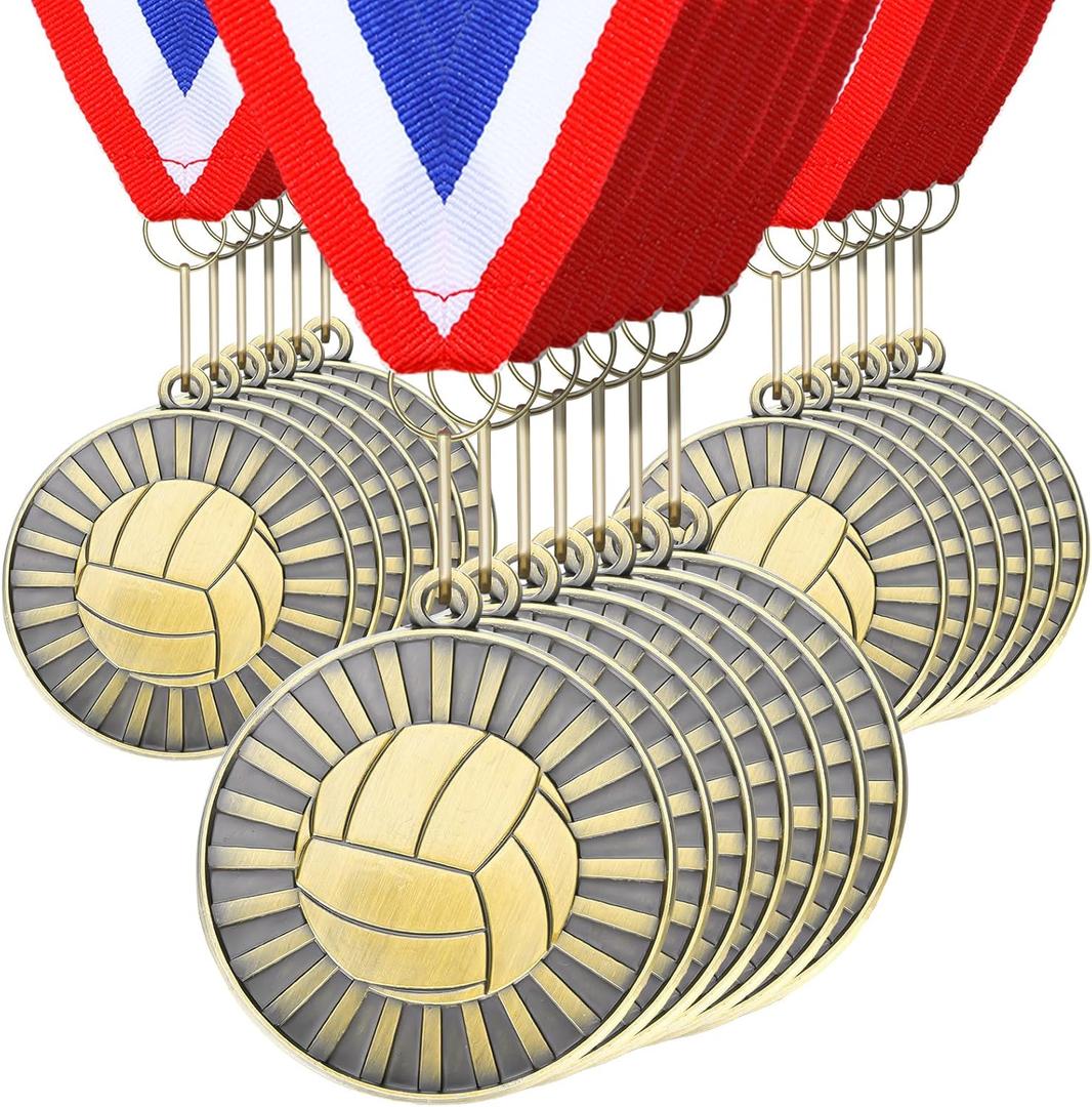 Huquary 30 Pcs Medals Bulk 2'' Gold Medal for Awards Team Participation Trophy with Neck Ribbons Tournament Medals for Kids Adults Sports Themed Party Favors Award Prize Gift