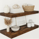 30 Inch Floating Shelves, Rustic Floating Wall Shelves 8 Inch Deep, 30 x 8 Floating Shelves for Home Decor, Deep Storage Shelves for Kitchen, Bathroom, Living Room, Rustic Brown Color, Set of 2