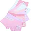 Girls Cotton Underwear Soft Boy Shorts Kids Boxer Briefs Panties(Pack of 5) (6-8 Years, Flowercat)