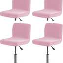 Bar Stools Cover with Back Velvet Barstools Slipcovers Stretch Counter Height Bar Stool Covers Protector Square Swivel Barstool Covers for Kitchen Bar Set of 4 Pink, 14"D x 14"W x 12"H