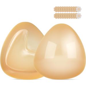 Double Sided Sticky Bra Inserts, Reusable Push Up Adhesive Pads with Padding for Bikini, Swimsuit, Sports Bra & Strapless Dresses Beige C