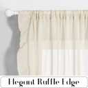KGORGE Linen Sheer Curtains for Bedroom, Shabby Chic Rustic Farmhouse Ruffled Curtains Privacy Drapes for Party Backdrops Church Stage Living Room, Beige, W52 x L95 inches, 2 Panels
