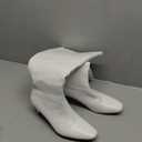 DREAM PAIRS Women Knee High Boots 2 Inch Kitten Heel Fashion Square Toe Wide Calf Long Boots (7, White)