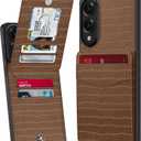 Bemal for Samsung Galaxy S25 Edge Wallet Case, Built-in Card Holder, RFID Blocking, PU Leather Kickstand, Magnetic Closure, Durable Shockproof Phone Cover for Women Men, Alligator Pattern Brown