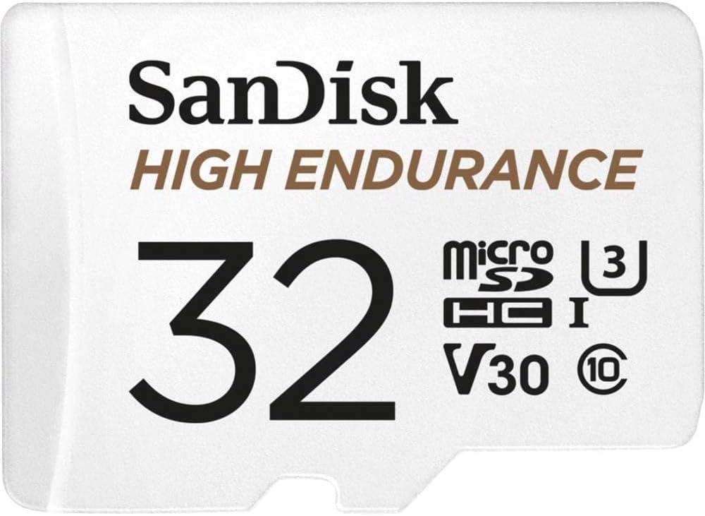 SANDISK 32GB High Endurance Video microSDHC Card with Adapter for dash cam and home monitoring systems - C10, U3, V30, 4K UHD, Micro SD Card - SDSQQNR-032G-GN6IA