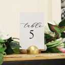 Hanna Roberts Gold Table Number Cards Stands Modern Cursive Table Number for Wedding Reception Anniversary Party Restaurant, Events Party, 4" x 6" (Set of 10, 1-10, Gold)