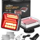 Partsam LED Wireless Trailer Lights Kit Magnetic Towing Tail Lights 58LED Universal Stop Turn Running Light with License Plate Light Dual USB Cable Charges for Trailers IP67 10-30V
