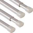 H.VERSAILTEX 4 Pack Spring Tension Curtain Rods 22-36 Inch Lightweight Tensions Rods Securely in Place, Easy to use/Install for Kitchen/Bathroom/Wardrobe, Durable Sturdy Rods, Nickel