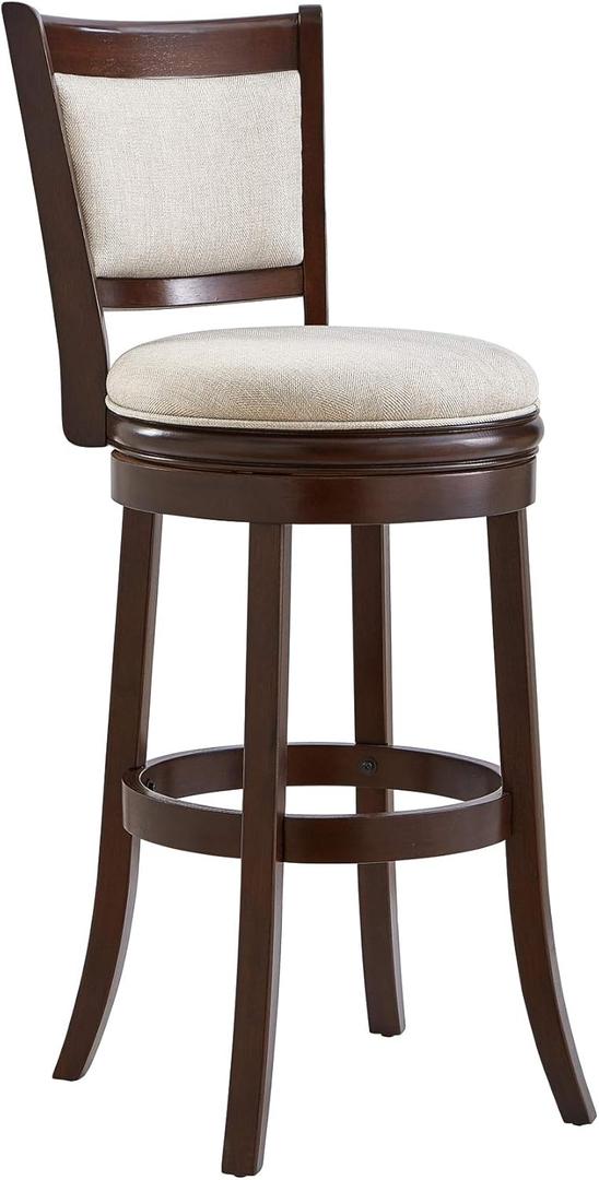 Ball & Cast Upholstered Swivel Pub Stools 29" Seat Height Kitchen Bar Stool Chair, Cappuccino & Taupe White, Set of 1