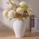Ceramic Flower Vase Home Decor, 9 in Farmhouse Table Vase Rustic Vintage Living Room Kitchen Bedroom Pottery Decorative Vases for Flowers House Shelf Office Coffee Desk Dining Entryway Decor, White