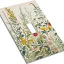 Decorative Light Switch Cover Rustic Beige Wildflower Green Plants Yellow Floral 1 Gang Oversized Single Toggle Wall Plate Jumbo Electrical Switchplate Face (1-Gang Toggle / 5 x 3 IN)