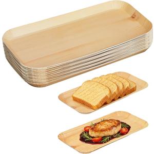 50 Pcs Wood Grain Paper Plates, 10 Inch Rectangular Wood Paper Plates, Rustic Disposable Plates for Woodland Baby Shower, Camp Fire, Camping, Lumberjack Birthday Party Supplies (L)