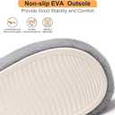 Women's Fuzzy Slippers House Slippers Memory Foam Bedroom Shoes Open Toe, Cross Band (8.5-9.5, Grey)
