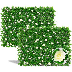 DOEWORKS Expandable Fence Privacy Screen for Balcony Patio Outdoor, 2PCS Faux Ivy Fencing Panel for Backdrop Garden Backyard Home Decorations