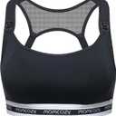 Momcozy Nursing Bras for Breastfeeding, FB011 Low-Impact Nursing Sports Bra Support Maternity Pregnancy Padded Wireless Bra (Black, L)