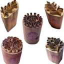 Royal Kraft Floral Brass Wooden Printing Stamps (Set of 5) - DIY Fabric, Clay, Pottery Blocks BHtag0005