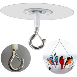 No Hole Adhesive Ceiling Hooks for Hanging Light Plants,Sticky Eye Hooks for Hanging Boby Mobile Curtain,Set of 10 (Round)