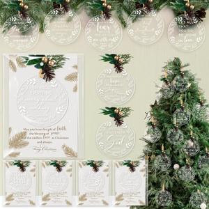 Kasyat 24 Sets Christian Christmas Ornaments Religious Ornament Bulk Gifts Bible Verse Inspirational Nativity Acrylic Christmas Tree Hanging with Cards for Women Family Church Decor (Classic)