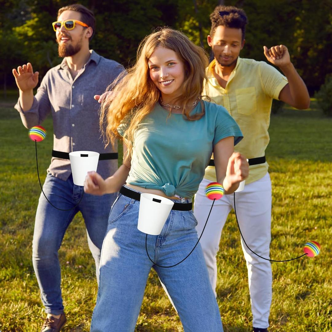 Soulchen 6 Set Swing Away Party Game Fun Catch Ball in Cup Twerk Ball Game Fun Games for Adults Party Graduations Funny Bachelor Night Wedding Birthday Christmas Family Games (White)