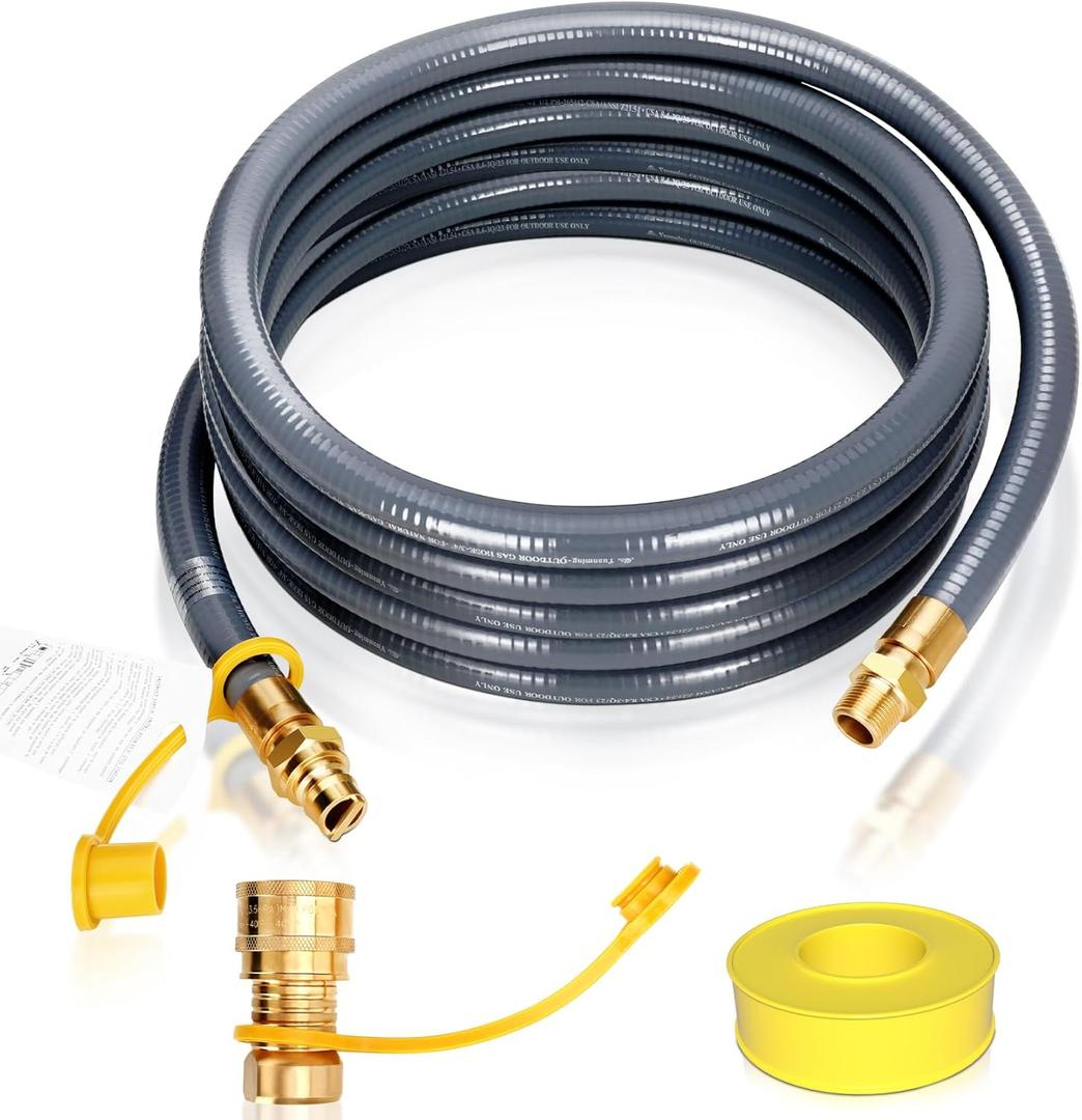 3/4" Natural Gas Hose for Generator, 24FT 3/4" ID Natural Gas Hose with Quick Connect for NG/LP Propane Appliances, Grill,Patio Heaters,Generators, Indoors & Outdoors CSA Certified