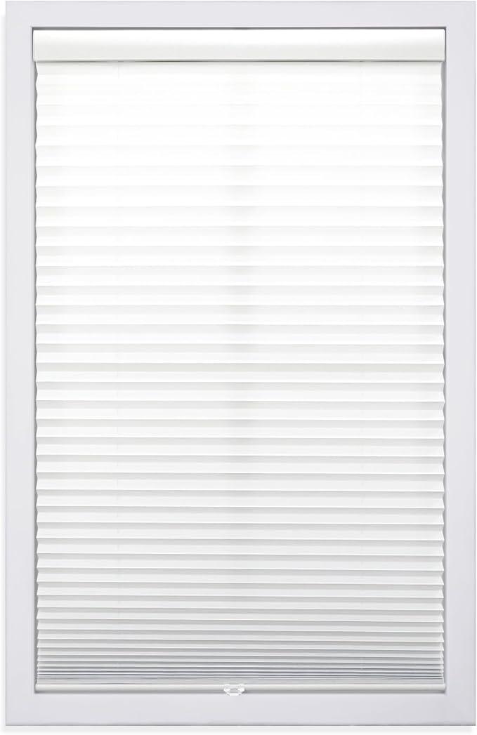 DEZ FURNISHINGS Cordless No Tool Light Filtering Pleated Fabric Shades, 36 "W x 72 "H, White,