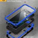 Lanhiem for iPhone 16 Pro Max Case, Metal Heavy Duty Shockproof Tough Rugged Case with Built-in Glass Screen Protector, 360 Full Body DustProof Strong Protective Phone Case for 16 Pro Max 6.9", Blue