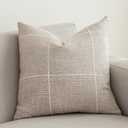 vctops Rustic Lattice Cotton Linen Decorative Throw Pillow Cover Embroidery Square Cushion Cover Pillowcase for Sofa Bedroom Couch (Plaid Coffee, 20"x20")