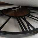 LEIKE Large Wall Clocks,Silent,Non Ticking,Battery Operated Big Retro Round Modern Wood Wall Clock for Living Room, Bedroom,Dinning Room,Farmhouse,Office,Home Decor-20 Inch(Black-Roman Numerals)