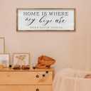 ZZJJHYWGQ Home is Where My Boys are Sign 32"12" for Children's Room Bedroom Above Bed Wall Decor New Mom Gifts Mother's Day Decor Art (Wood)