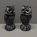 Hedoc 2 Pack Fake Owl Decoys to Scare Birds Away, Rotating Head Bird Deterrents, Nature Enemy Scarecrow Plastic Statues, Pest Repellent for Gardens and Patios (10+11 Inch)