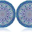 Ceramic Trivet for Hot Pots and Pans, Large Heat Resistant Mats with Cork Base, Trivets for Hot Dishes, Extra Thick, Round 7.9 Inch, Set of 2 (Blue)