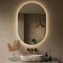Keonjinn 24 x 36 Inch Oval LED Mirror with Backlit, Pill-Shaped Backlit Mirror Bathroom with HD Tempered Glass, UL-Listed Driver, 3000K/4500K/6500K, Defogging, Lighted Mirrors for Bathroom Wall
