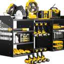 Large Power Tool Organizer Wall Mount, 4 Layer Heavy Duty Drill Holder, Metal Cordless Drill Storage for 8 Drills, Black Utility Racks for Garage and Workbench