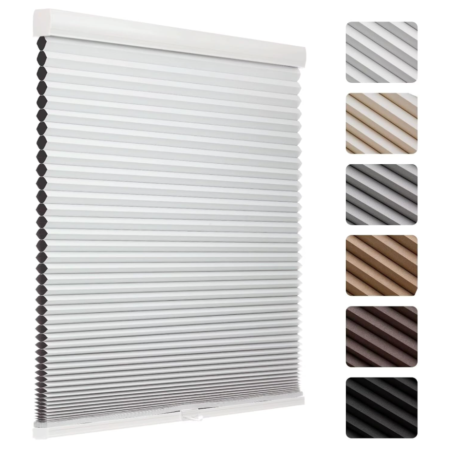 MYshade Cordless Blackout Cellular Shades, 1.5" Honeycomb Window Blinds for Bedroom & Nursery, Thermal Insulated, Noise Reducing, Privacy Shades, Inside or Outside Mount (35" W x 64" H, White)