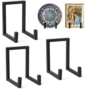 GQIRIL Plate Holder Stands for Display - 8 Inch Metal Picture Plaque Frame Photo Stand Displaying, Large Black Easels for Books Platters Artworks Collectibles Dishes Creation Tabletop Decor