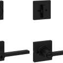 Kwikset Casey Front Door Lock Handle and Deadbolt Set, Matte Black