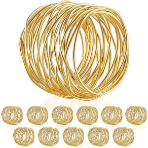 Twisted Wire Mesh Napkin Rings Holders Dcor Dinner Party Wedding Christmas Gathering (Gold 12pcs)