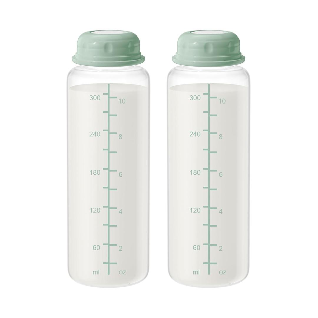 11oz Breastmilk Storage Bottles, Compatible with Momcozy Milk Cooler 12oz, Narrow Neck Baby Bottles, BPA-Free & Leakproof, Must-Have Breastfeeding Essentials, 2PCS