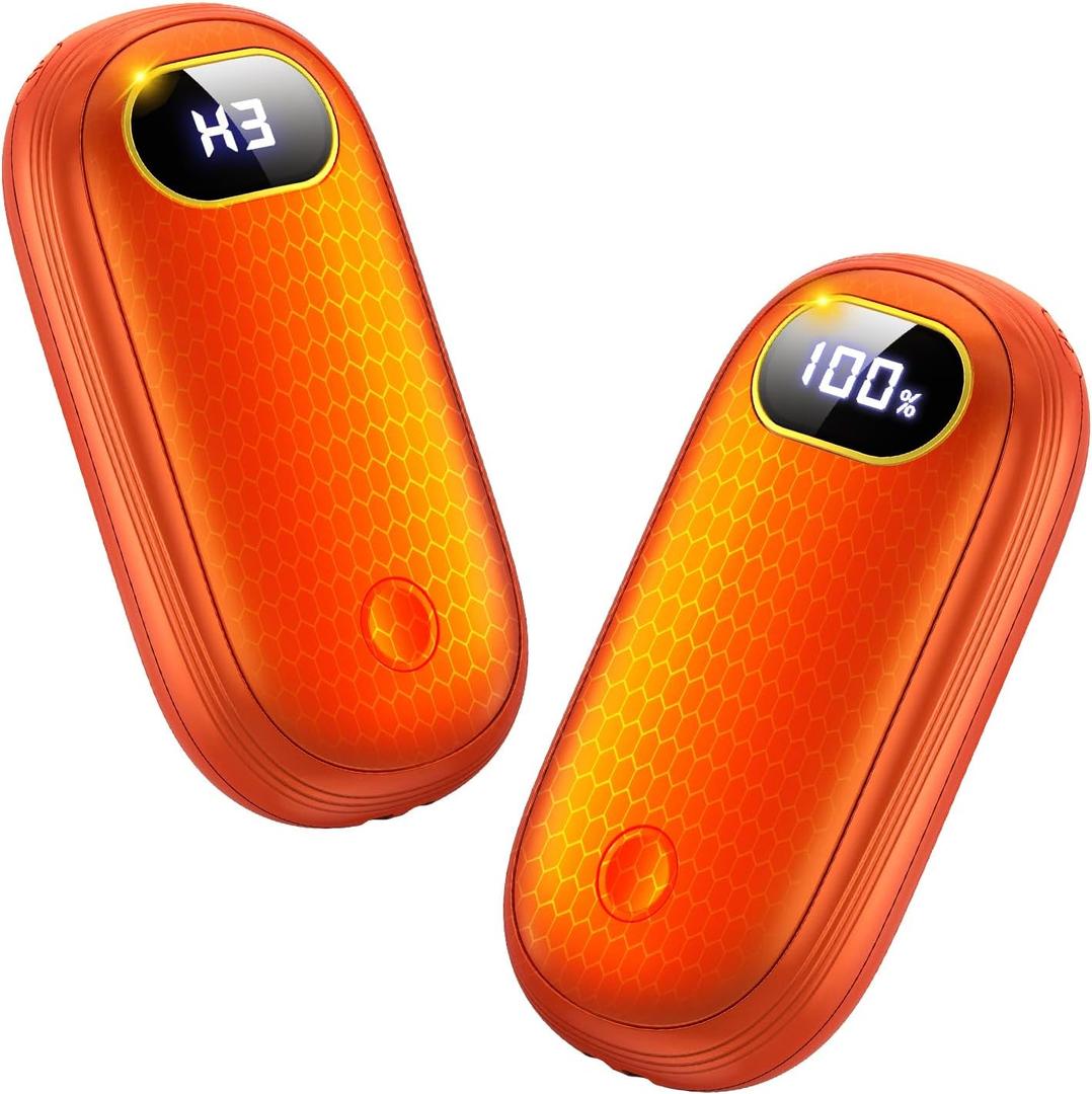 Electric Hand Warmers Rechargeable with Flashlight, LED Display, 17Hrs Warmth, Dual-Side 4 Levels Fast Heating Portable Pocket Heater for Hunting, Camping, Golf, Outdoor, Gifts for Women/Men