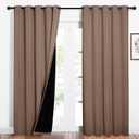 NICETOWN Warm Curtains for Winter, 100% Blackout Curtains Thermal, Noise Reduction and Privacy Curtains for Patio Door, Black Lined Blackout Drapes with Grommet Top, Cappuccino, 1 Pair, W62 x L84