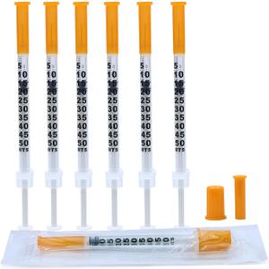 0.5ml Syringe Lab Liquid Supplies U-100-30Ga 5/16-Inch, Individually Sealed, 20Pack