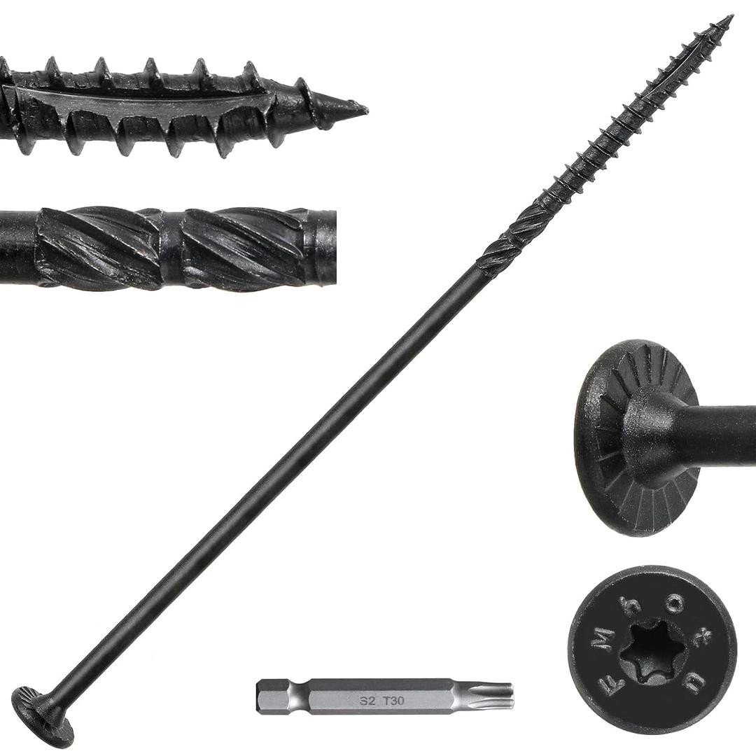 #14 x 10 Wood Structural Lag Screws 108Pcs Star Drive Decking Wood Screws, Rust Resistant Timber Screws for Timber/Log/Landscaping (Black)