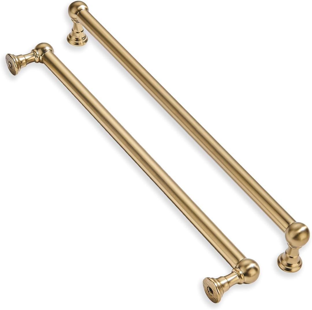 khtumeware 1 Pack Appliance Handle Pull 18 Inch Hole Center Brushed Brass Cabinet Pulls Heavy Duty Solid Satin Gold Cabinet Handles for cabinets Dressers Kitchens Handles Bathroom cabinets