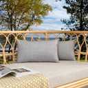 Kevin Textile Outdoor Waterproof 12x24 Lumbar Pillow Covers 2 Pack, Grey | Water Resistant, Soft Faux Linen-cotton Yarn-dyed Woven Texture Throw Pillow Covers for Tent Patio Garden Couch Sofa