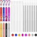 Zubebe 8 Pcs Reusable Collapsible Travel Straw Portable Reusable Stainless Steel Drinking Foldable Cruise Straw with with Silicone Tip, Cleaning Brushes and Keychain for Travel Work(Stylish Style)